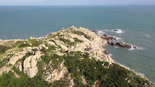 福建莆田湄洲岛海岸线风光航拍