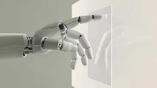 AI人工智能概念，机械手正在触碰