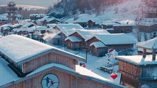 中国雪乡雪景航拍