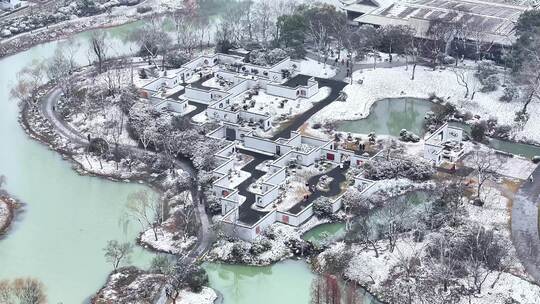 航拍扬州瘦西湖大明寺观音山宋夹城园林雪景