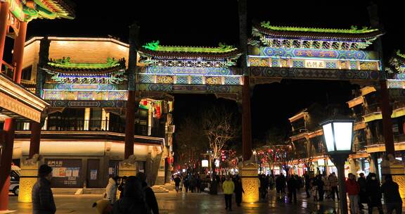 北京前门大栅栏步行街夜晚4K拍摄