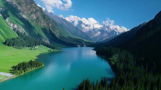 森林航拍绿水青山缭绕森林大自然生态宣传片