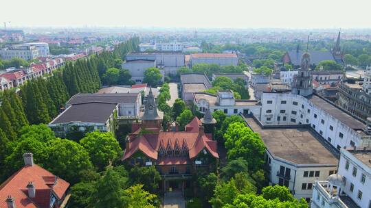 上海影视乐园，上海松江车墩影视城4K航拍视频素材模板下载