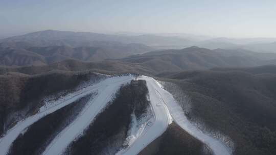 航拍吉林延边梦都美滑雪场冬季风光