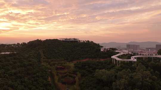 深圳光明区科学公园晚霞航拍