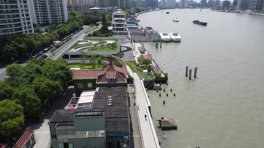 上海陆家嘴外滩黄浦江轮渡地标建筑4K航拍