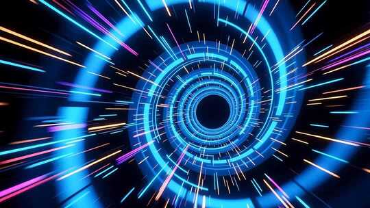 光速粒子冲击特效 穿梭时空片头 时光隧道