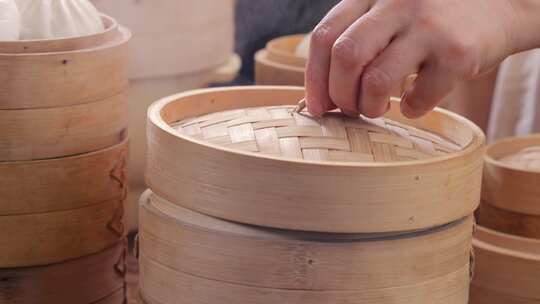 包子面食小笼包4K实拍早餐蒸笼面粉馅料鲜肉