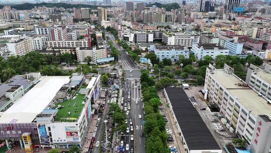 广东深圳龙华区城市交通航拍