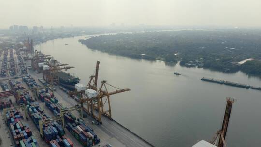 港口码头全景俯拍视频素材模板下载