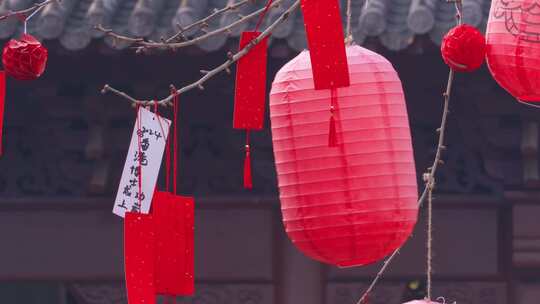 杭州西湖钱王祠新年祈福红灯笼