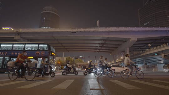 都市夜景 深夜奋斗 白领加班