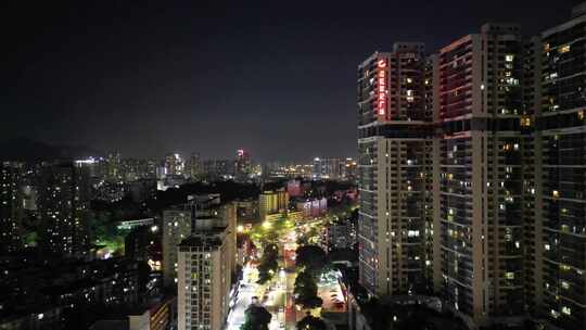 航拍广东珠海城市风光夜景