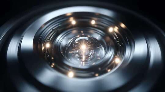 精密仪器内部结构金属质感光影流动