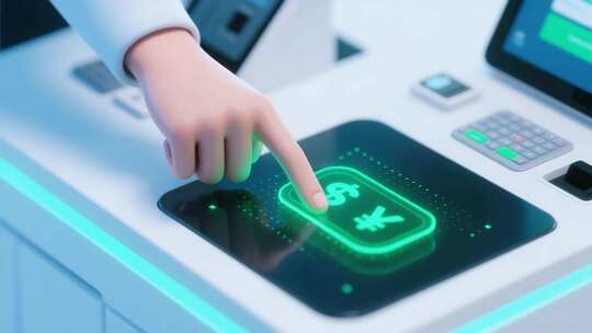 手指点击虚拟支付界面素材