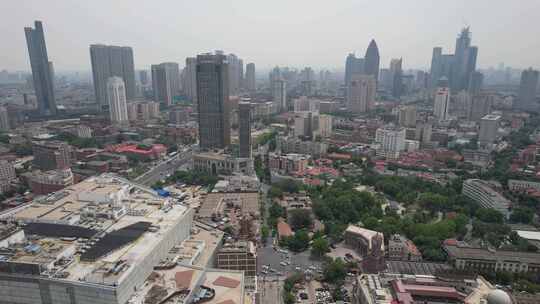 航拍天津城市风光高楼建筑视频素材模板下载