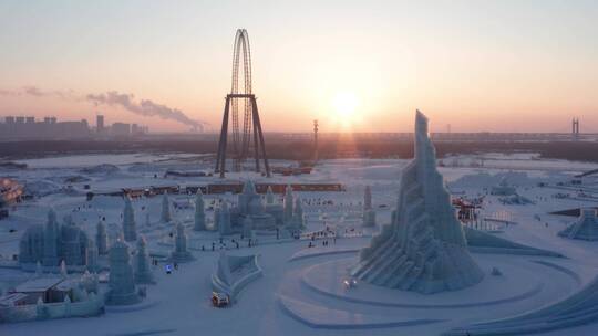 哈尔滨冰雪大世界航拍