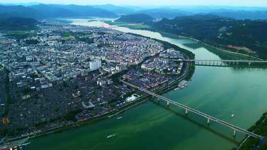 四川阆中古城高视角航拍古建筑街道夜景