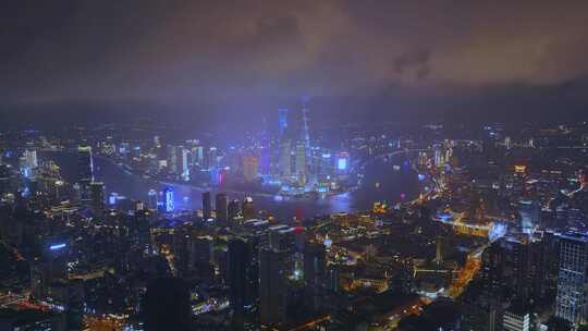 航拍上海城市夜景