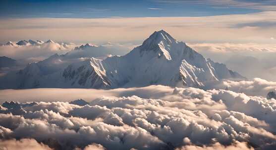 雪山云雾阳光山峰云海日出自然生态环境风景