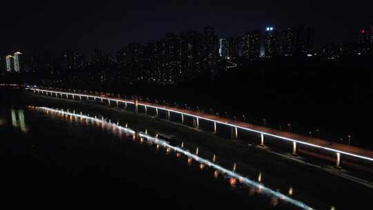 重庆夜景城市交通建筑航拍