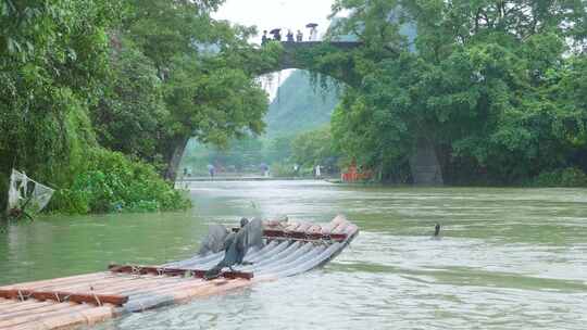 桂林山水阳朔遇龙河烟雨意境风光