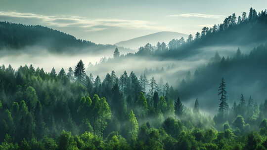 清晨云雾森林