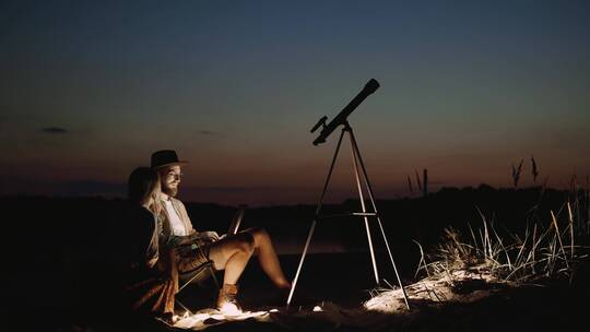 望远镜 天文 观星  观察星空视频素材模板下载