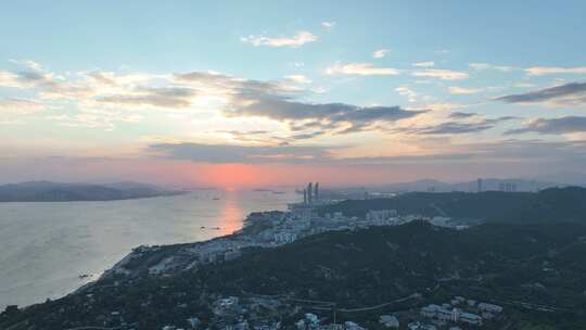 厦门海岸线日落风光航拍环岛路大海黄昏风景