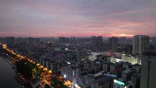 4k航拍湖南省衡阳市湘江夜景