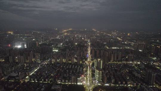 湖南衡阳城市夜景航拍4k