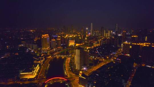 4K天津海河夜景城市风光航拍视频