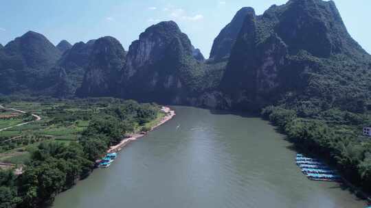 桂林杨堤漓江风景区航拍视频素材模板下载