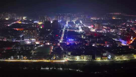 邵阳洞口县城市夜景俯瞰视角灯火辉煌的景象