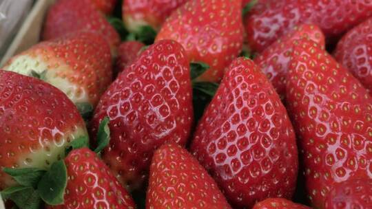 市场托盘里的草莓