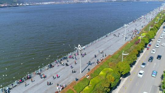 滇池海埂大坝航拍