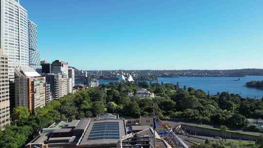 城市航拍澳大利亚悉尼港摩天大楼大海港口