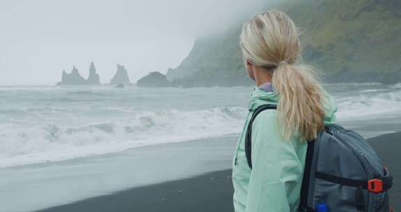 女人，冰岛，海洋，海