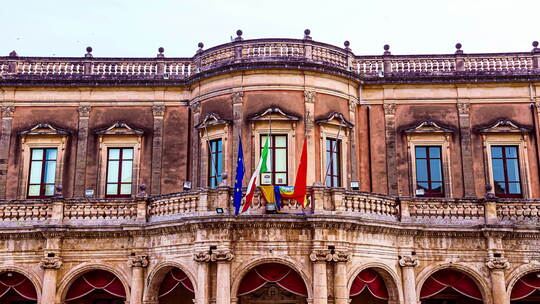 意大利西西里岛诺托的杜塞齐奥宫，白天延时。