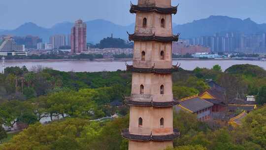 温州市鹿城区江心屿公园瓯江航拍风景景区景