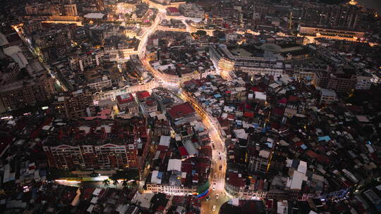 厦门夜景中山路双子塔中华城街道