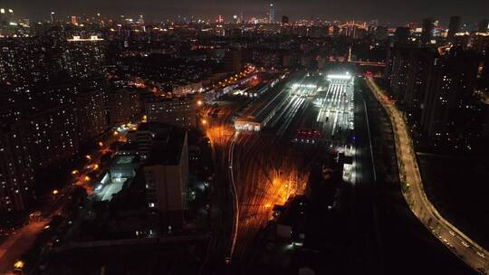 上海南站夜景航拍