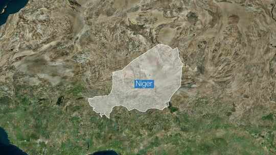 带标签的尼日尔地图-广角地图-放大