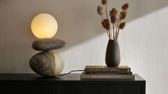 室内石头台灯装饰摆件素材