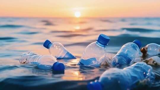 海面漂浮的塑料瓶
