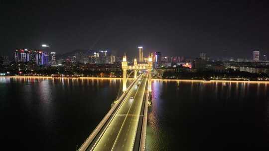 珠海白石桥夜景航拍视频素材模板下载