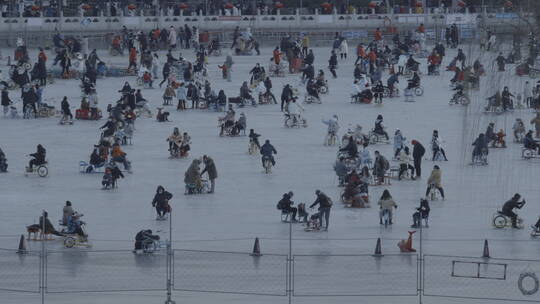北京冬季什刹海冰场溜冰春节节日传统