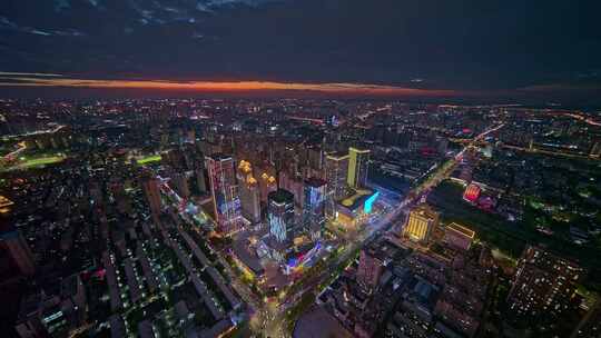 郑州正弘城晚霞夜景