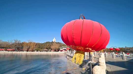 北京冬季北海公园风光视频素材模板下载