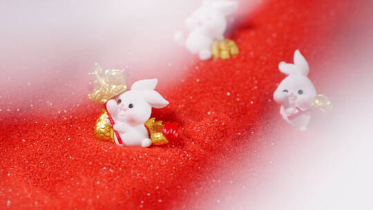可爱喜庆的兔子玩具视频素材模板下载